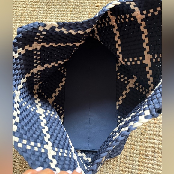 Naghedi Navy and Cream Woven Tote - Picture 10 of 12